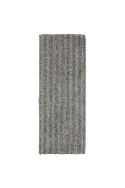 Lands' End Cannon Cotton Striped Reversible Soft-touch Bath Rug Runner In Gray