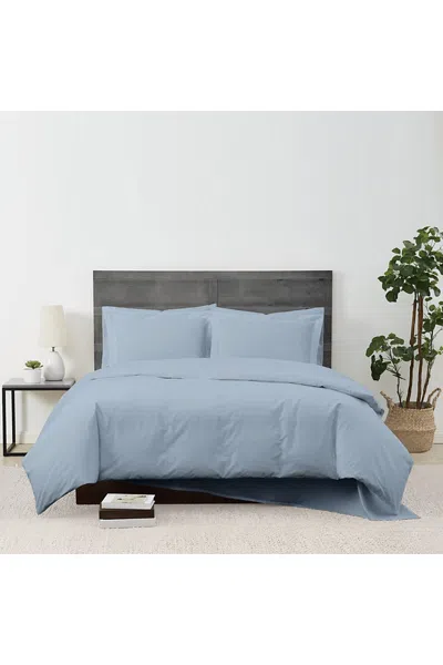 Lands' End Cannon Solid Cotton Percale Duvet Cover Set In Blue