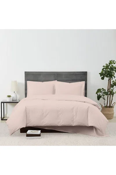 Lands' End Cannon Solid Cotton Percale Duvet Cover Set In Pink