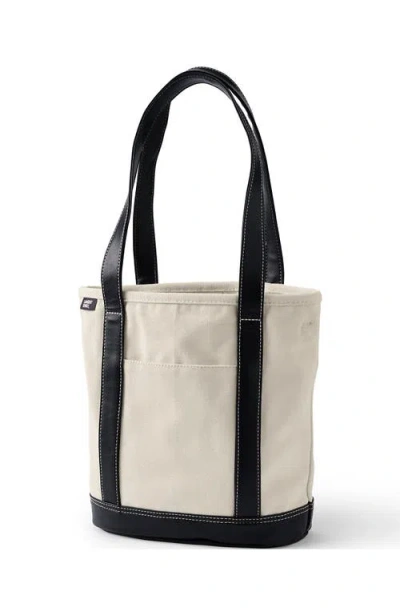 Lands' End Canvas And Faux Leather Tote Bag In Natural/black