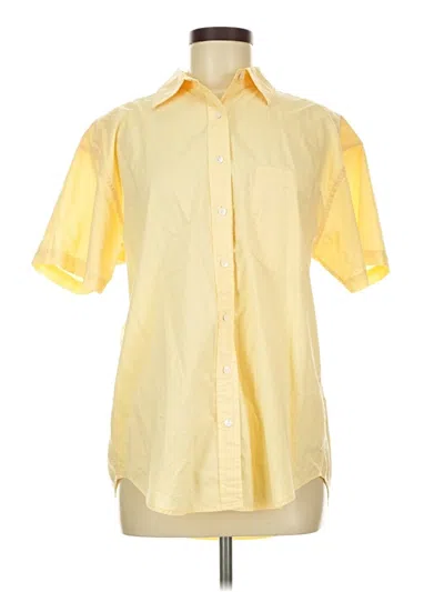 Pre-owned Lands End Canvas Short Sleeve Button Down Shirt In Yellow