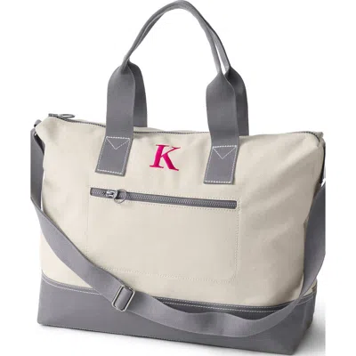 Lands' End Canvas Weekender Duffle Bag In Natural/silver Graphite