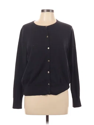 Pre-owned Lands' End Cardigan Sweater In Black