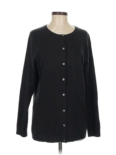 Pre-owned Lands' End Cardigan Sweater In Black