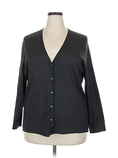 Pre-owned Lands' End Cardigan Sweater In Black