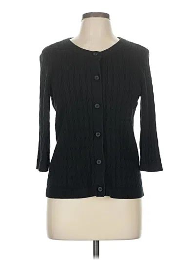 Pre-owned Lands' End Cardigan Sweater In Black