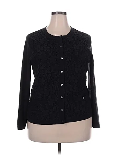 Pre-owned Lands' End Cardigan Sweater In Black