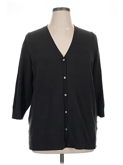 Pre-owned Lands' End Cardigan Sweater In Black