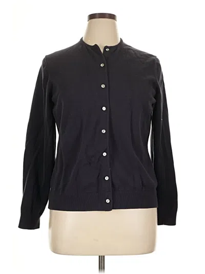 Pre-owned Lands' End Cardigan Sweater In Black
