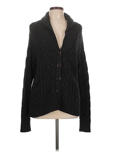 Pre-owned Lands' End Cardigan Sweater In Black