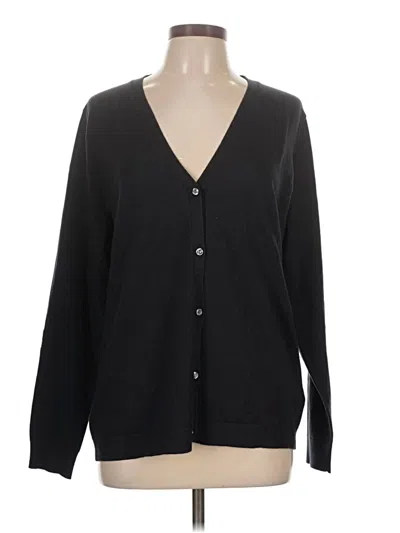 Pre-owned Lands' End Cardigan Sweater In Black