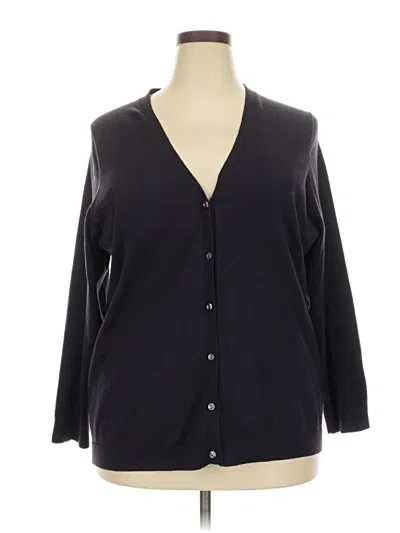 Pre-owned Lands' End Cardigan Sweater In Black