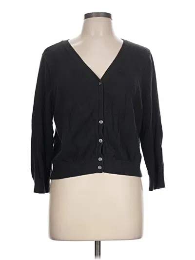 Pre-owned Lands' End Cardigan Sweater In Black