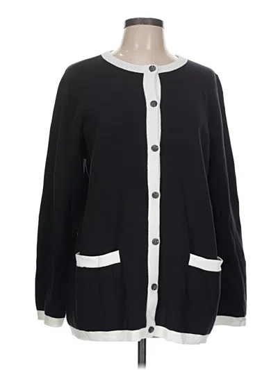 Pre-owned Lands' End Cardigan Sweater In Black