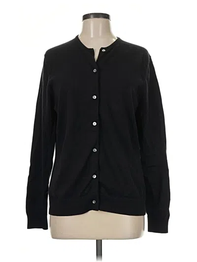 Pre-owned Lands' End Cardigan Sweater In Black