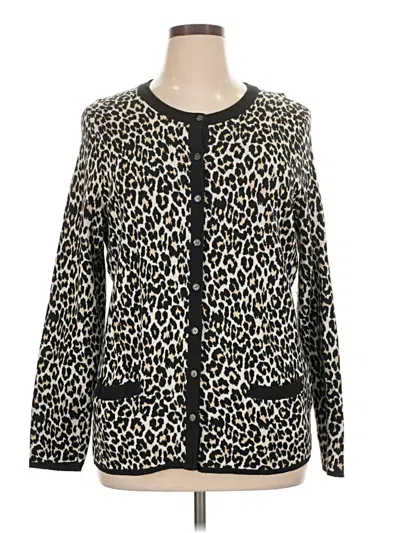 Pre-owned Lands' End Cardigan Sweater In Black