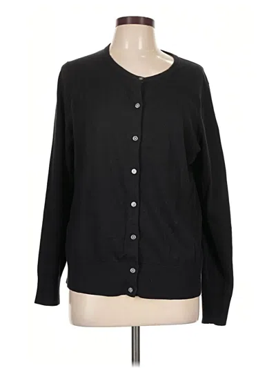 Pre-owned Lands' End Cardigan Sweater In Black