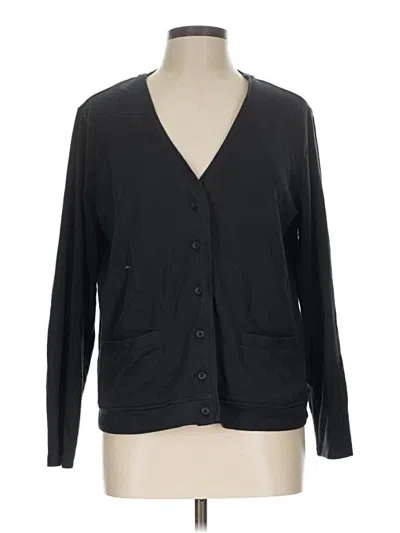 Pre-owned Lands' End Cardigan Sweater In Black