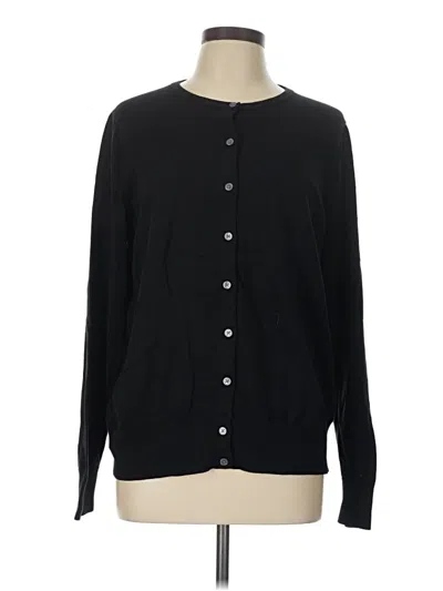 Pre-owned Lands' End Cardigan Sweater In Black