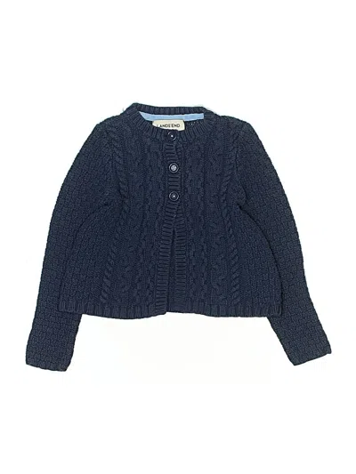 Pre-owned Lands' End Kids'  Cardigan Sweater In Blue
