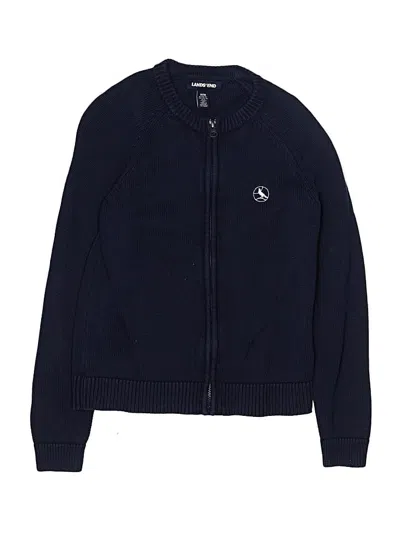 Pre-owned Lands' End Kids'  Cardigan Sweater In Blue