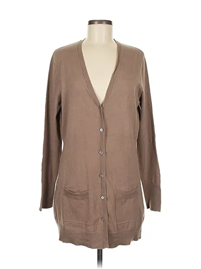 Pre-owned Lands' End Cardigan Sweater In Brown