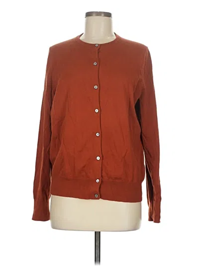 Pre-owned Lands' End Cardigan Sweater In Brown