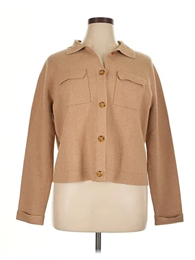 Pre-owned Lands' End Cardigan Sweater In Brown