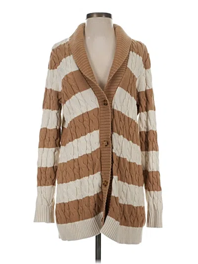 Pre-owned Lands' End Cardigan Sweater In Brown