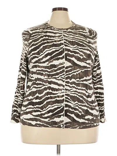 Pre-owned Lands' End Cardigan Sweater In Brown