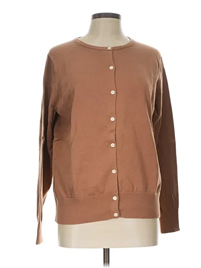 Pre-owned Lands' End Cardigan Sweater In Brown