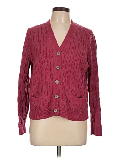 Pre-owned Lands' End Cardigan Sweater In Burgundy