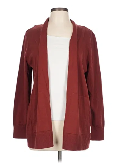 Pre-owned Lands' End Cardigan Sweater In Burgundy
