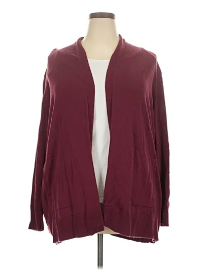 Pre-owned Lands' End Cardigan Sweater In Burgundy