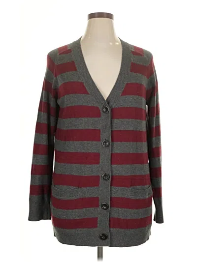 Pre-owned Lands' End Cardigan Sweater In Burgundy