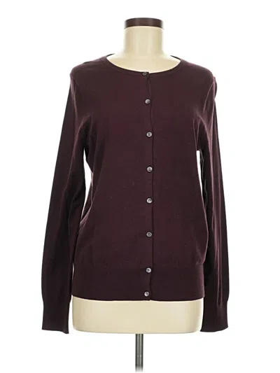 Pre-owned Lands' End Cardigan Sweater In Burgundy