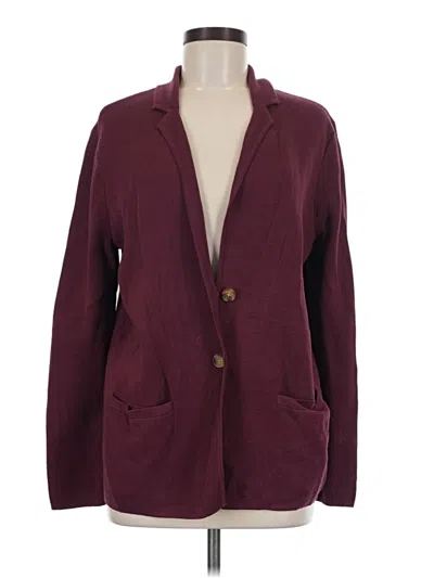 Pre-owned Lands' End Cardigan Sweater In Burgundy