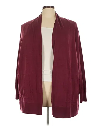 Pre-owned Lands' End Cardigan Sweater In Burgundy