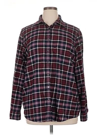 Pre-owned Lands' End Cardigan Sweater In Burgundy