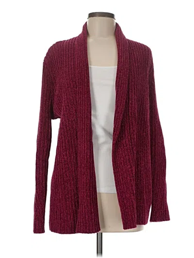 Pre-owned Lands' End Cardigan Sweater In Burgundy
