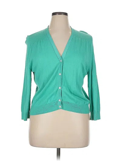 Pre-owned Lands' End Cardigan Sweater In Green