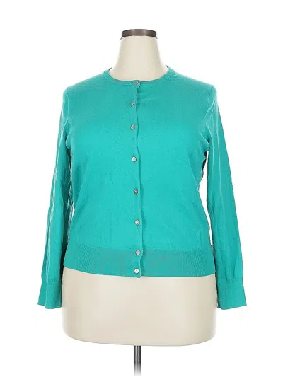 Pre-owned Lands' End Cardigan Sweater In Green