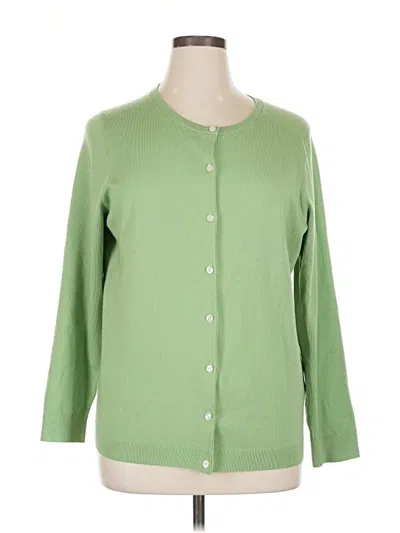 Pre-owned Lands' End Cardigan Sweater In Green