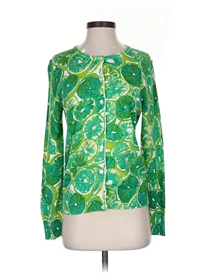 Pre-owned Lands' End Cardigan Sweater In Green