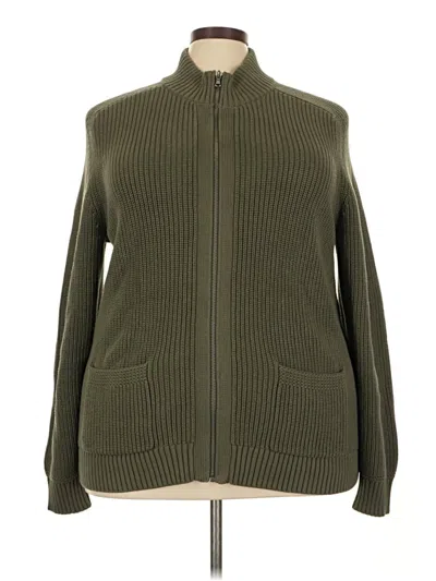 Pre-owned Lands' End Cardigan Sweater In Green