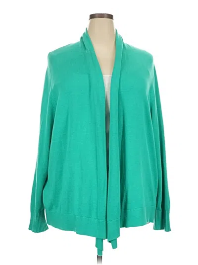Pre-owned Lands' End Cardigan Sweater In Green