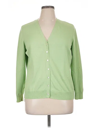 Pre-owned Lands' End Cardigan Sweater In Green