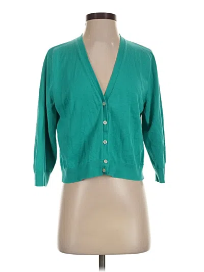 Pre-owned Lands' End Cardigan Sweater In Green