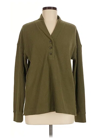 Pre-owned Lands' End Cardigan Sweater In Green