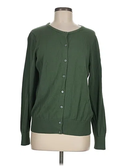 Pre-owned Lands' End Cardigan Sweater In Green